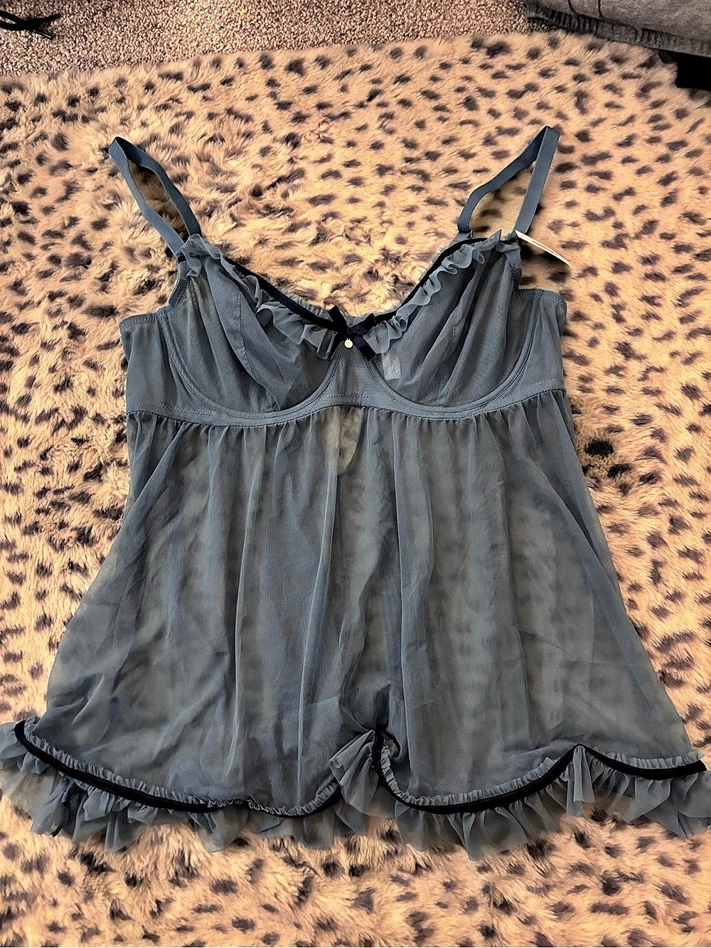 Adore me Ruffle Babydoll in Blue Size 42C NWT